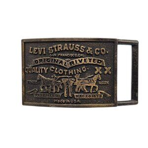 Levi Strauss & Co. Solid Brass Belt Buckle Made In USA Vintage Look